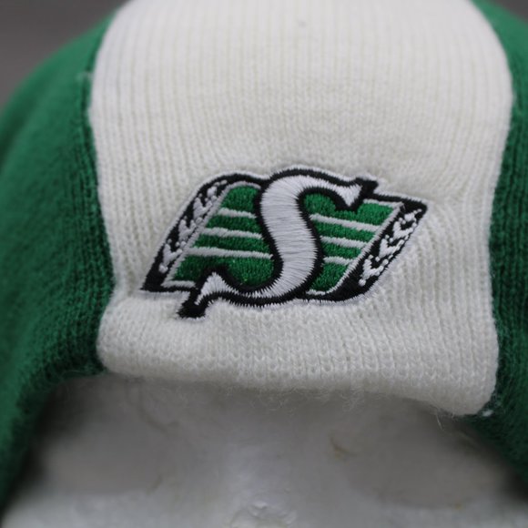 Saskatchewan Roughriders Beanie - 3 Striper with Logo - Adult Stretch Fit - Picture 2 of 8